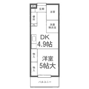 神奈川県営住宅　間取り図｜新築アパートタイプ　高齢単身者向住宅　1DK