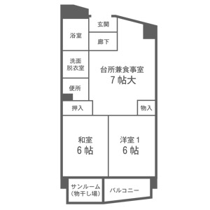 神奈川県営住宅　間取り図｜空き家アパートタイプ　2LDK